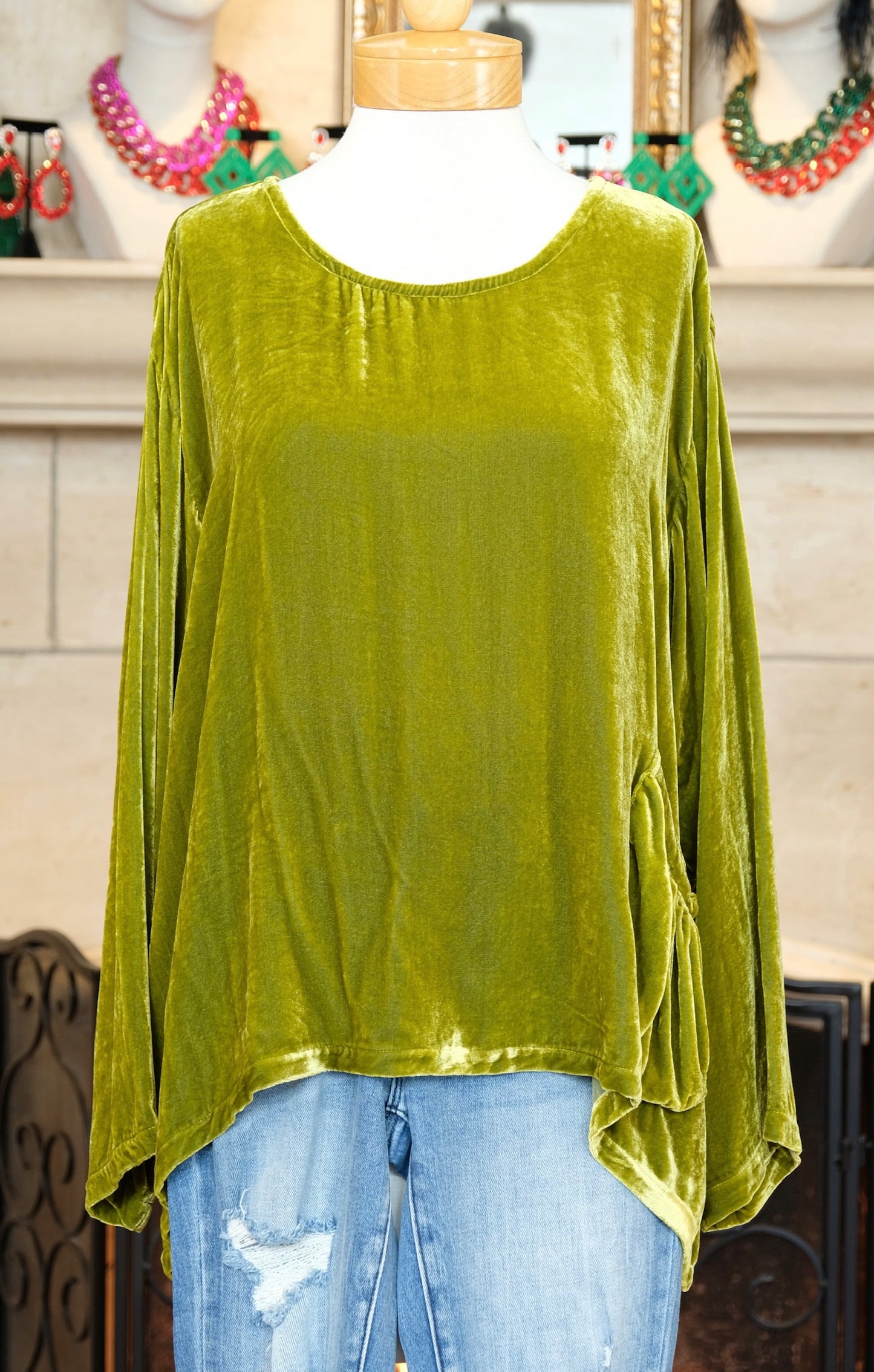 Luxe Velvet Top in Chartreuse