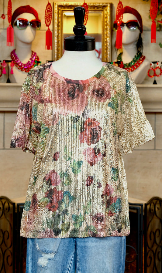 Sequin Rose Garden Tee