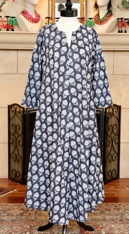 Paradise Dress in Navy Moon Flower