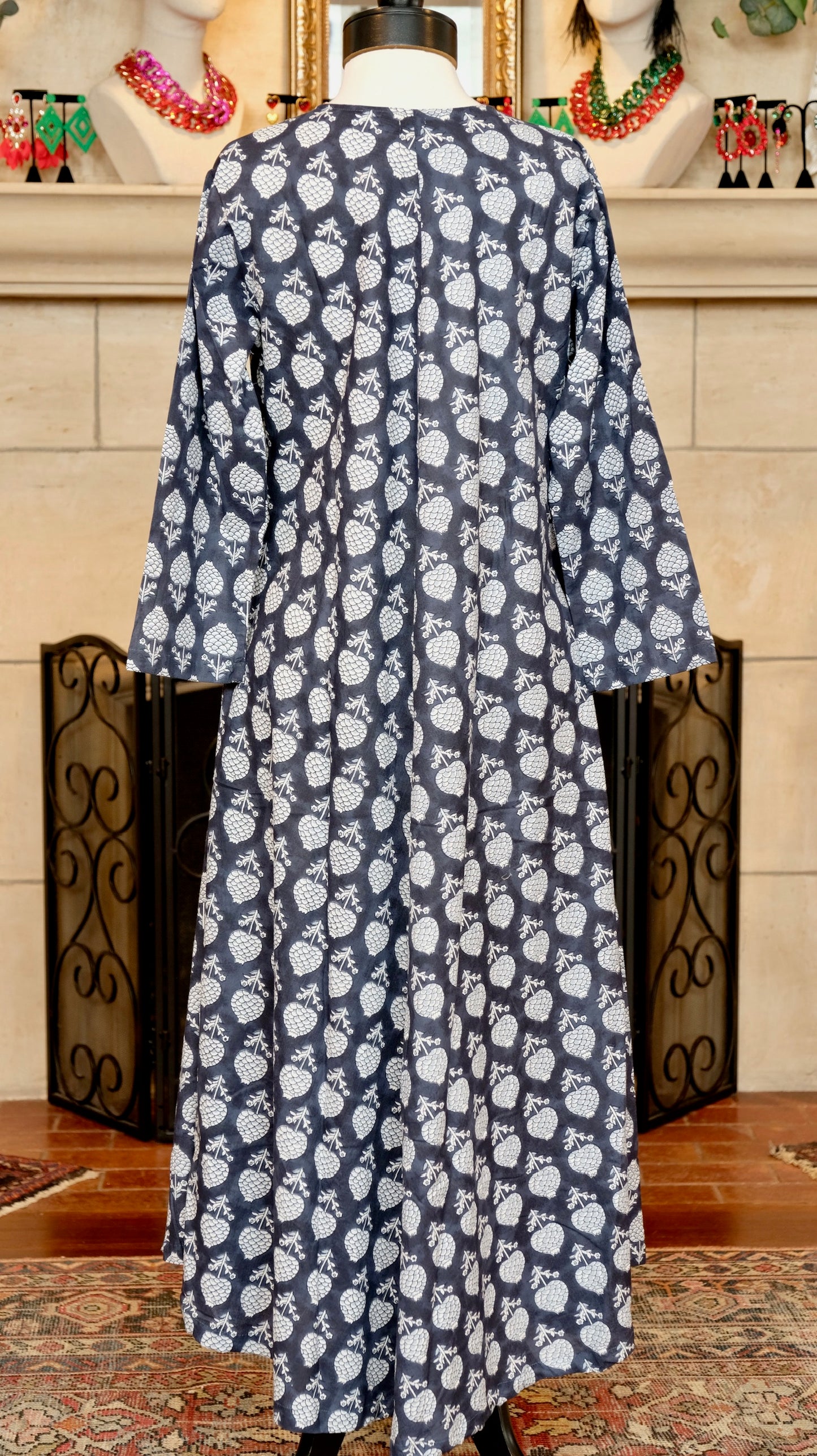 Paradise Dress in Navy Moon Flower
