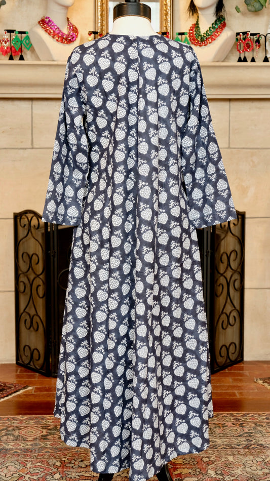 Paradise Dress in Navy Moon Flower