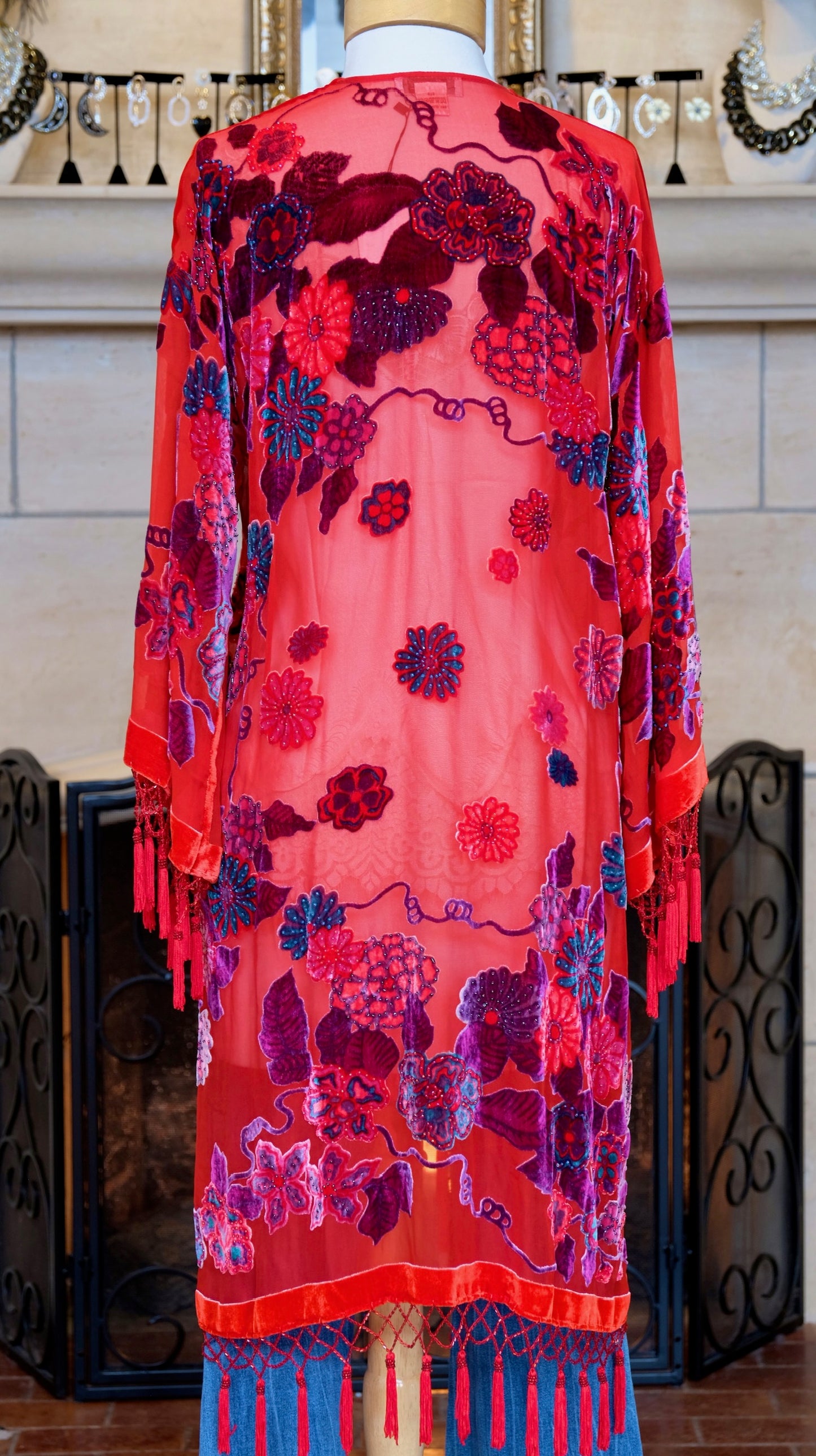 Red Lotus Velvet Duster