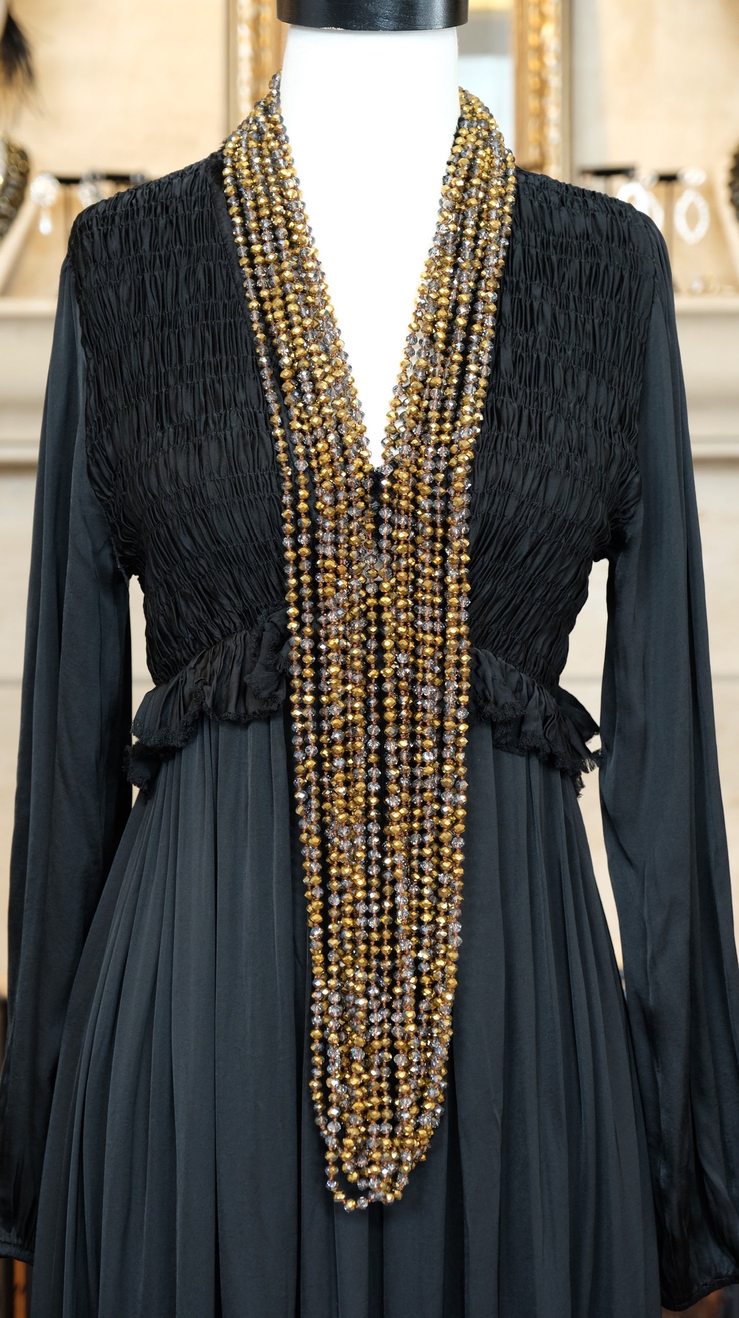 Stardust Grey/Gold Crystal Strand