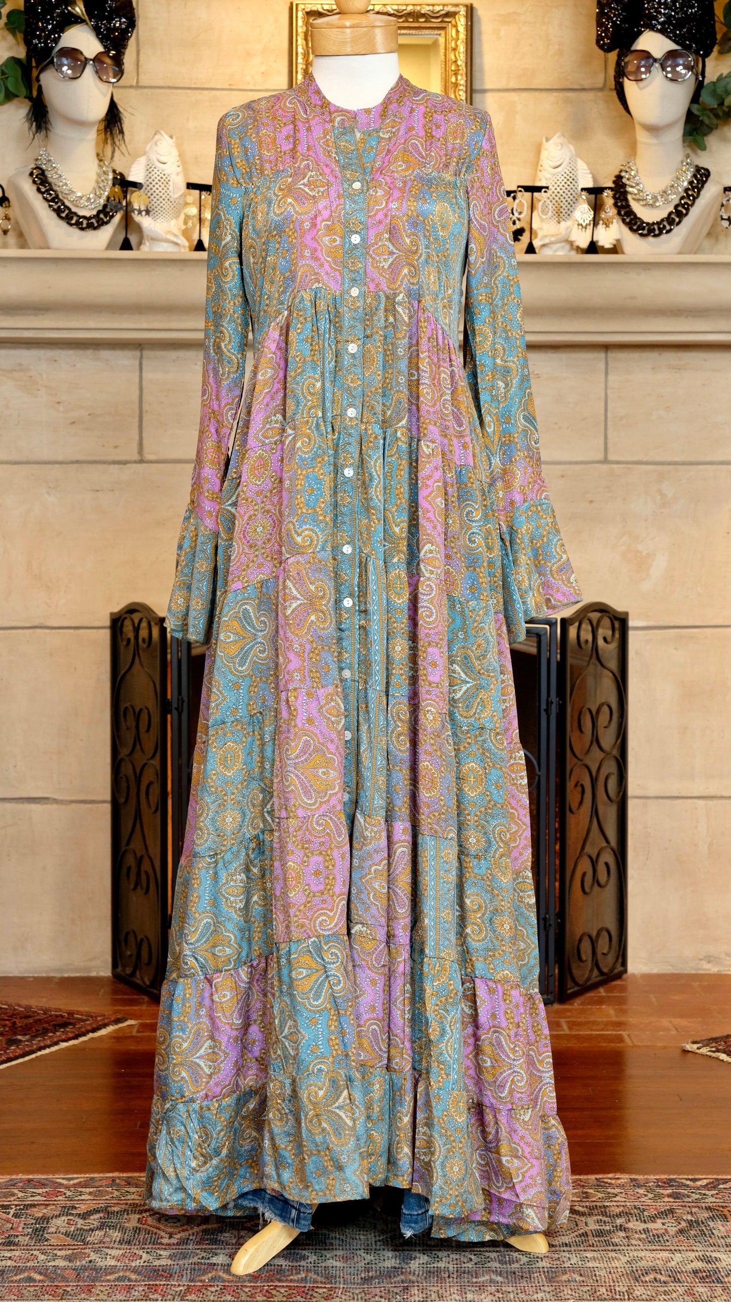 Thea Dress in Turquoise & Pink Ombre