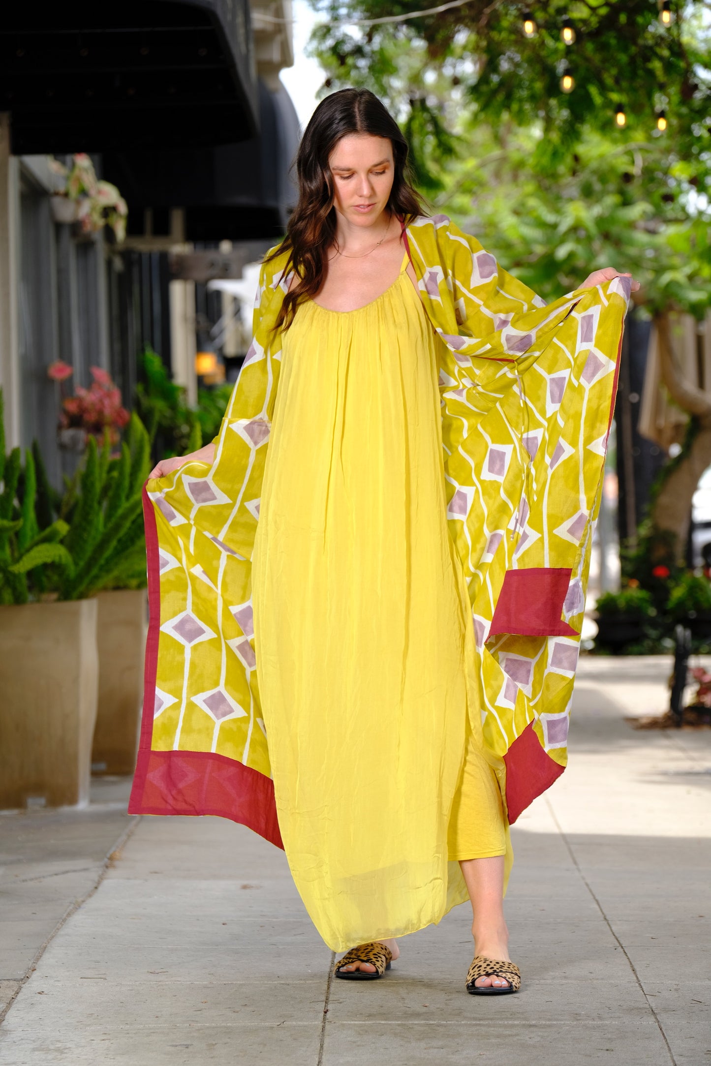 Chartreuse Moon River Duster / Wrap Dress