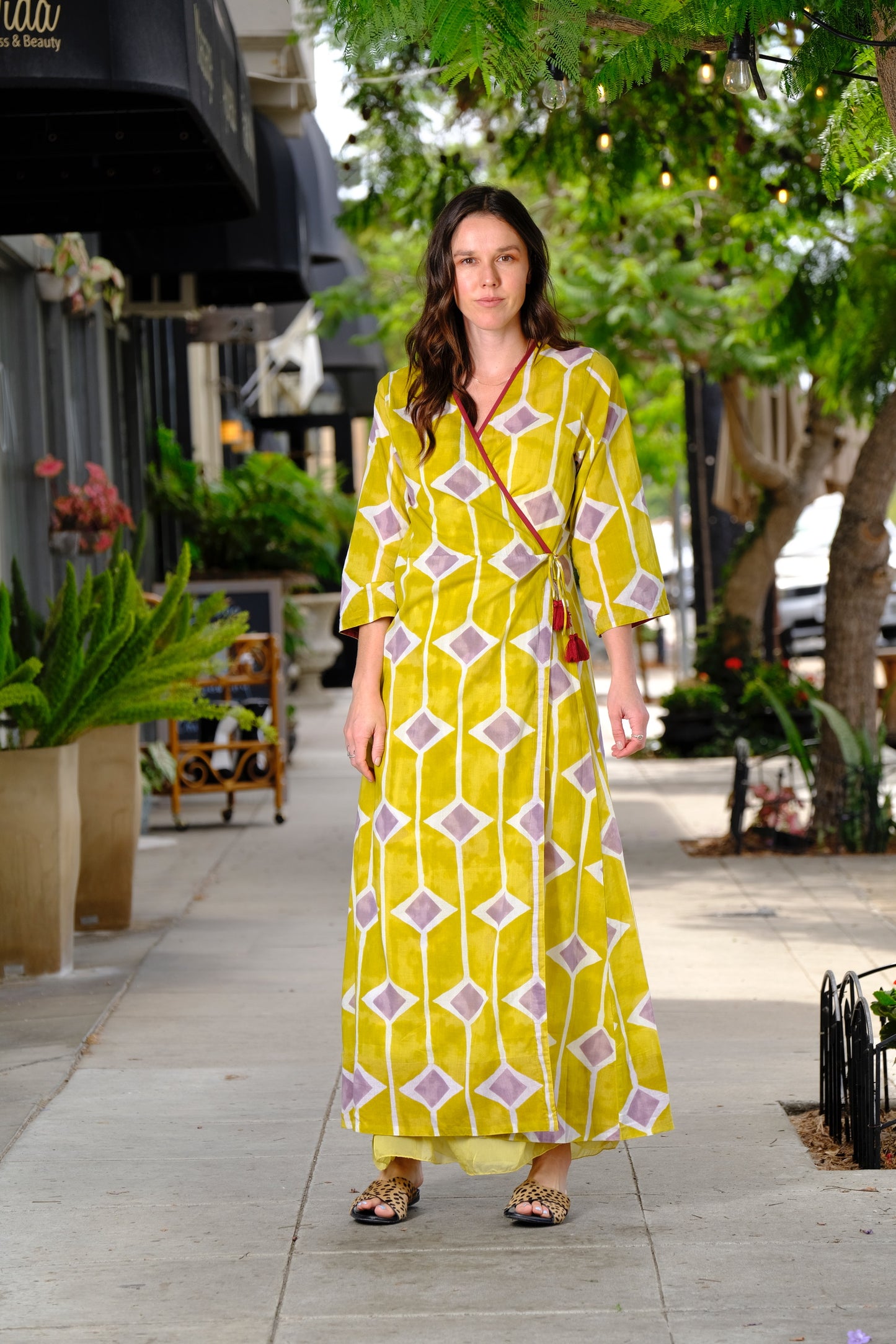 Chartreuse Moon River Duster / Wrap Dress