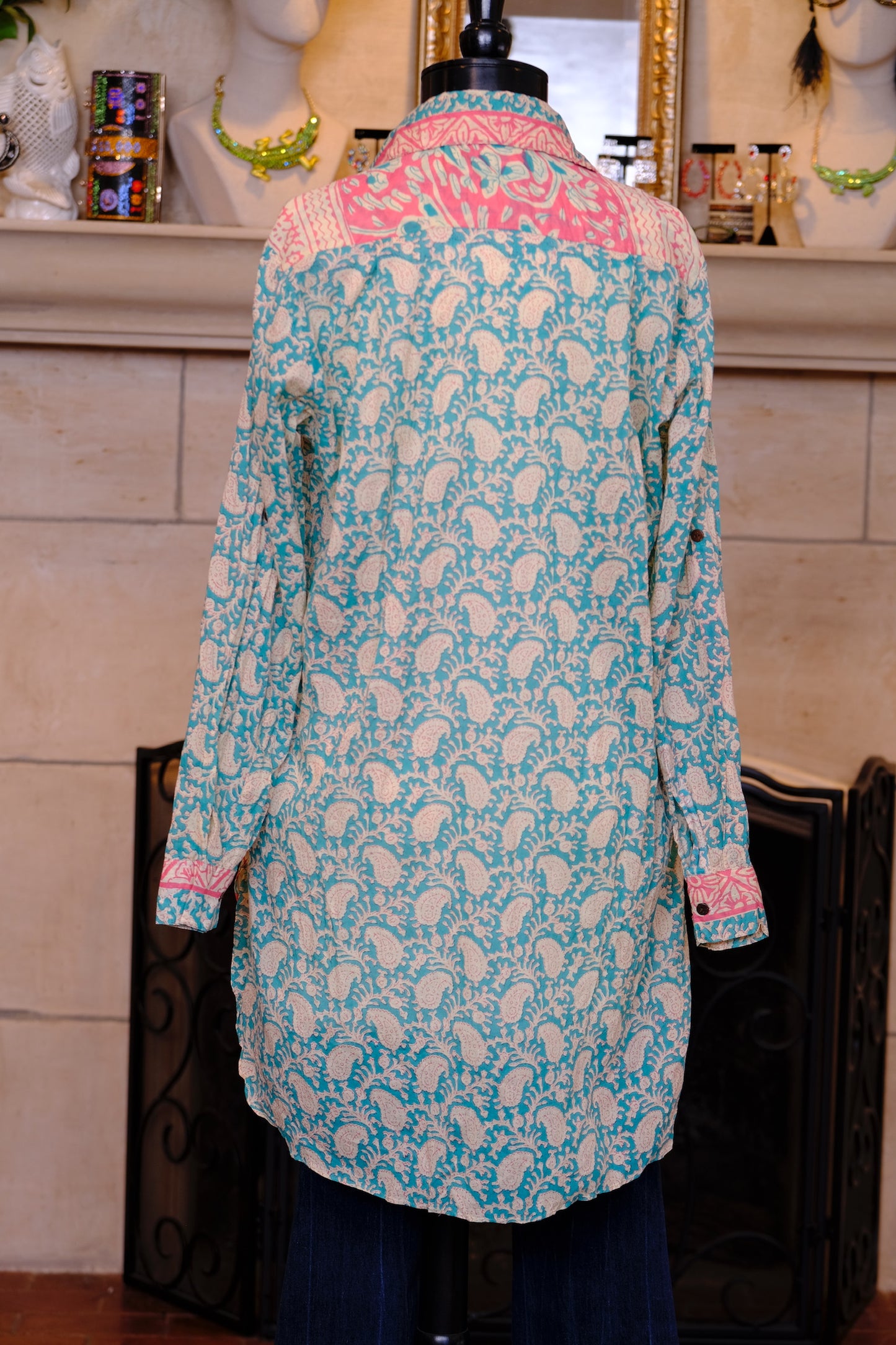 Turquiose & Pink Cotton Tunic