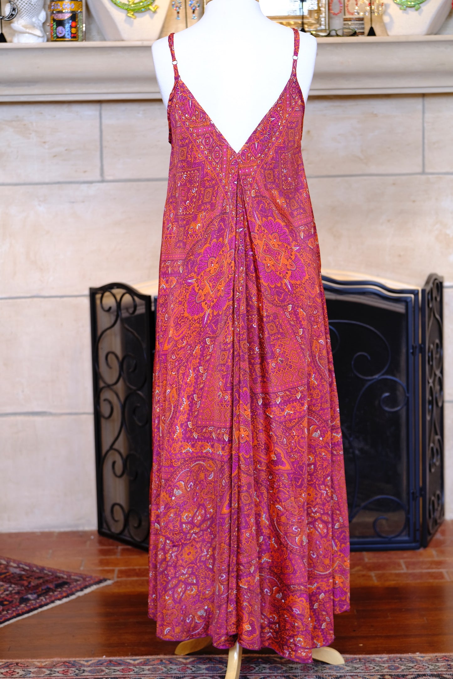 Fuchsia Orange Slip Dress