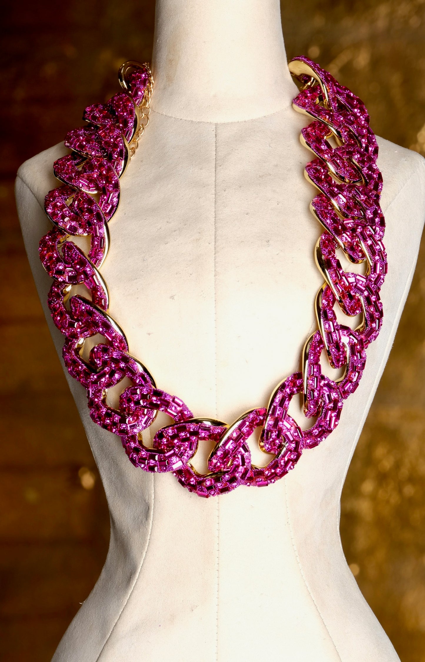 Big Deal Chain Necklace in Hot Pink