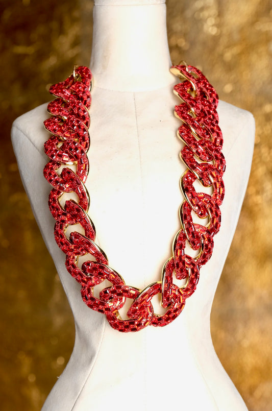Big Deal Chain Necklace in Ruby Slipper