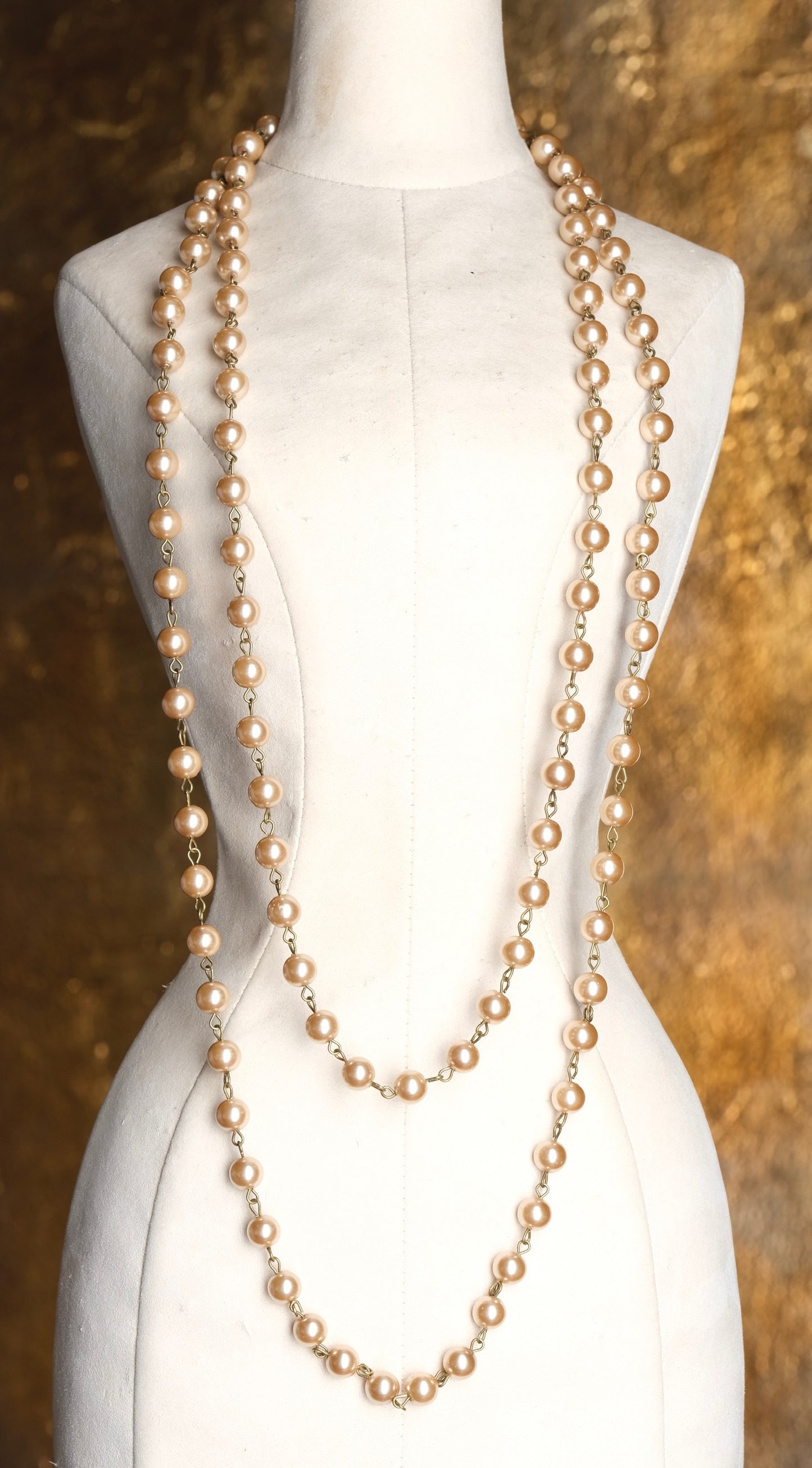 Rosary Link Necklace in Coffee Creme