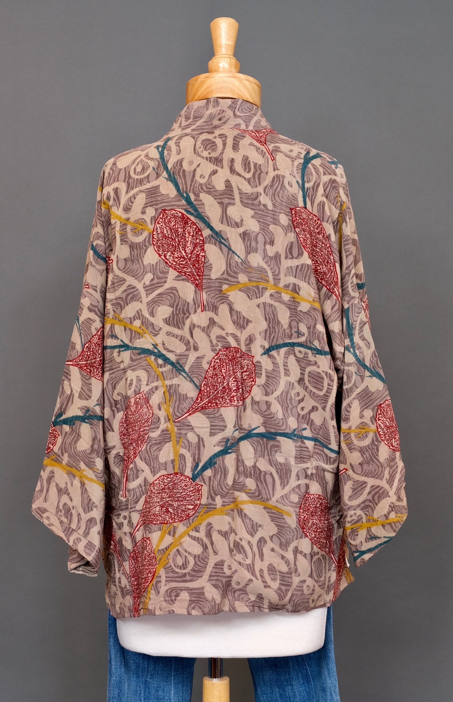 Crimson Leaf Vintage Silk Jacket