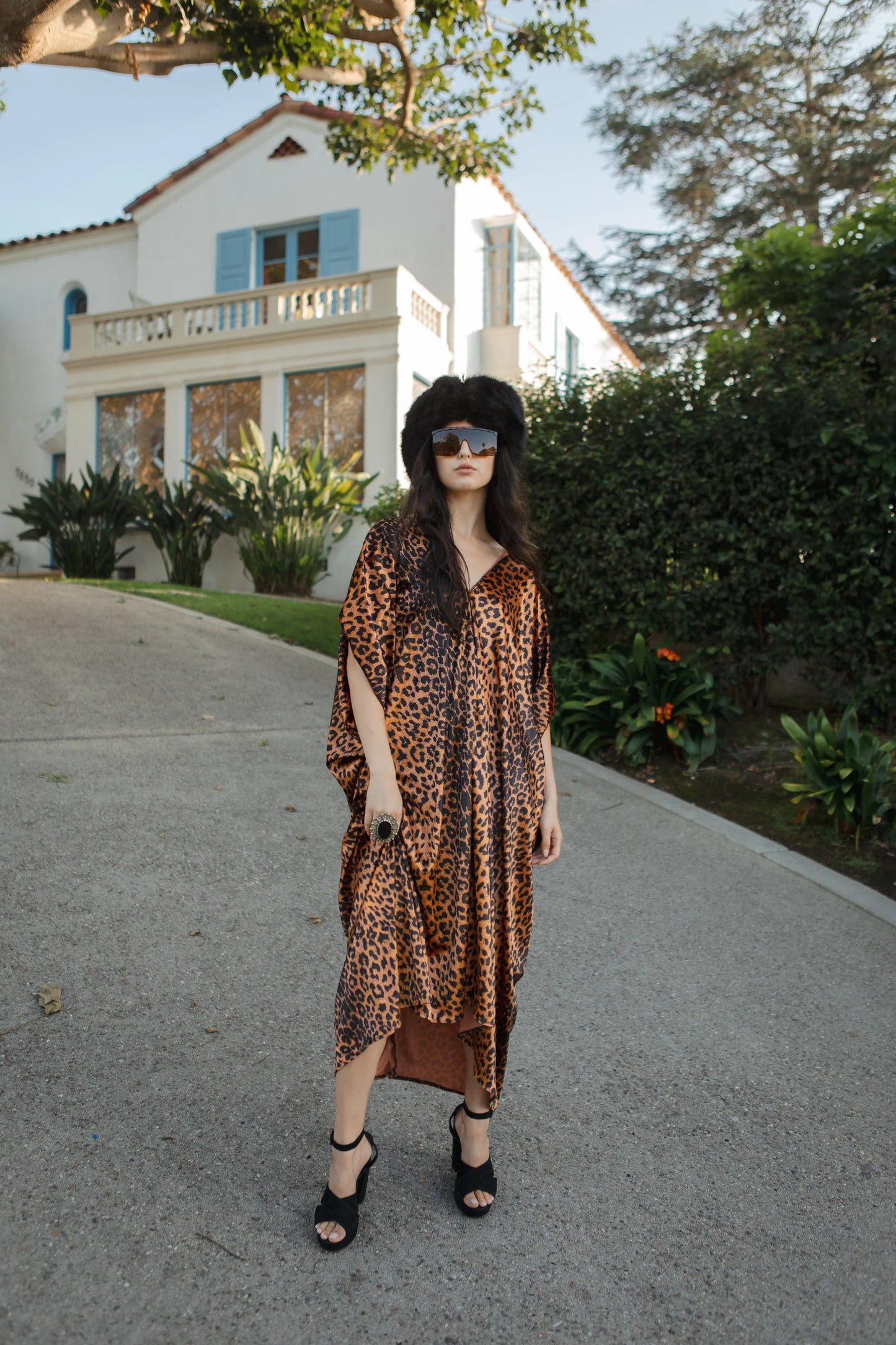Golden Leopard Velveteen Caftan by Jennafer Grace