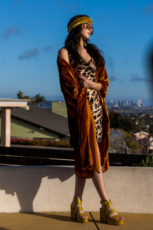 Harissa Vintage Silk Velvet Koi Duster by Jennafer Grace