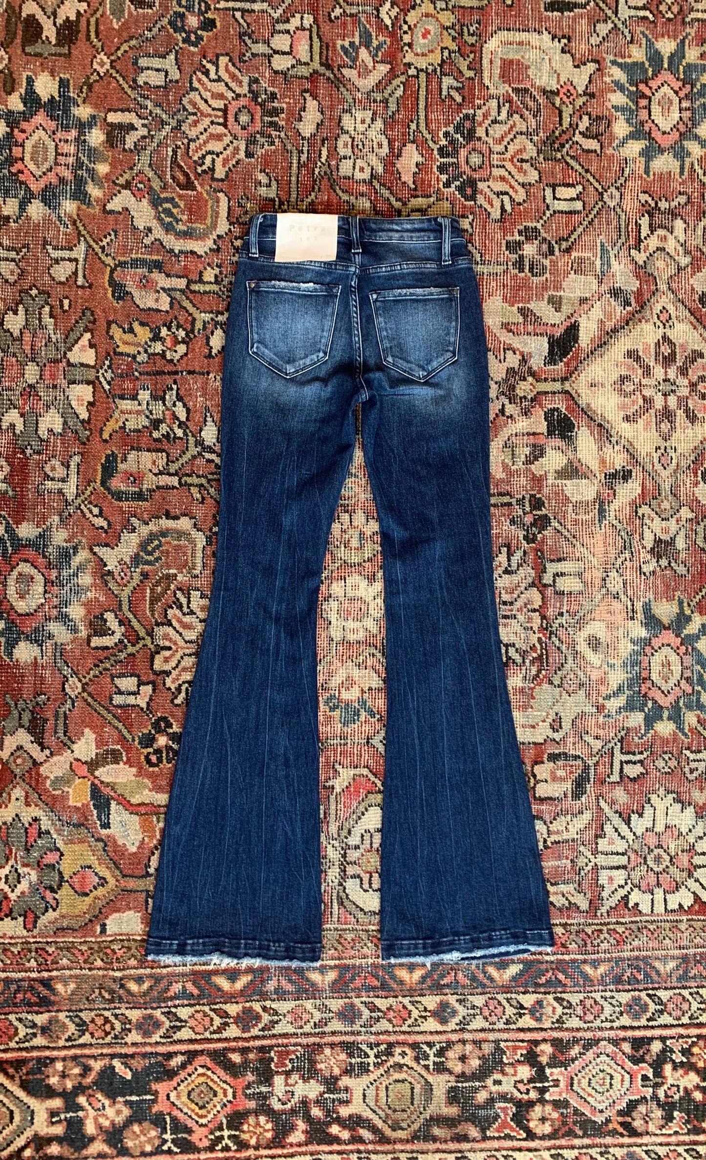 Valerie's Dark Wash Distressed Flare Jean