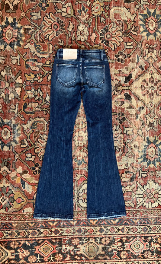Valerie's Dark Wash Distressed Flare Jean