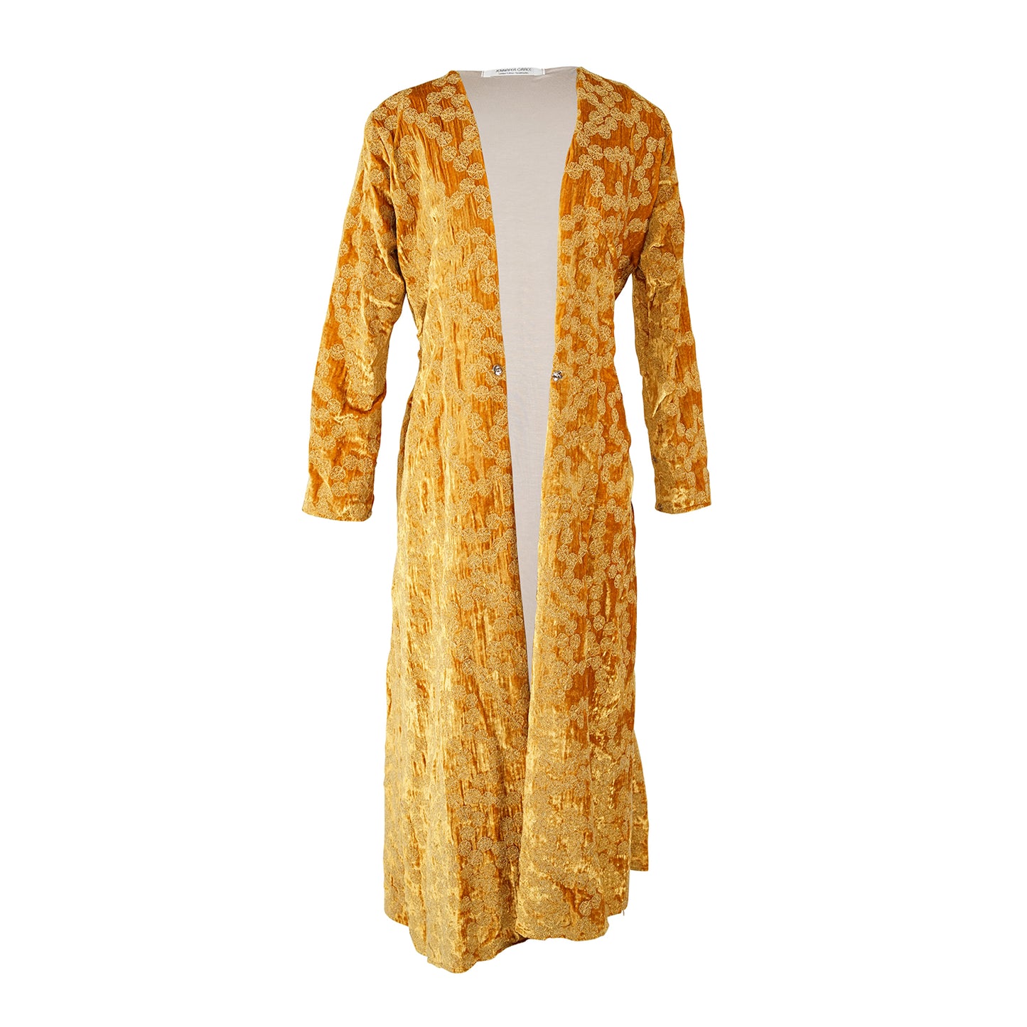 Penny Sunshine Embroidered Silk Velvet Faux Fur Coat by Jennafer Grace