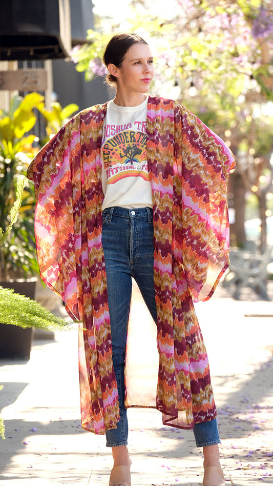 Sunset Watercolor Kimono By Jennafer Grace