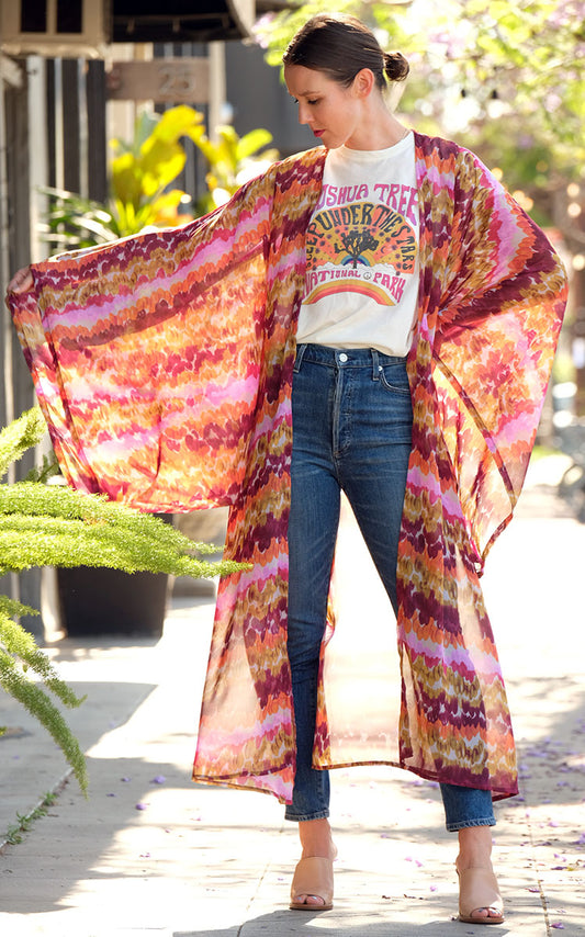 Sunset Watercolor Kimono By Jennafer Grace