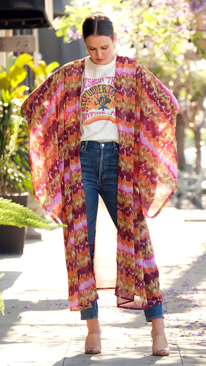 Sunset Watercolor Kimono By Jennafer Grace