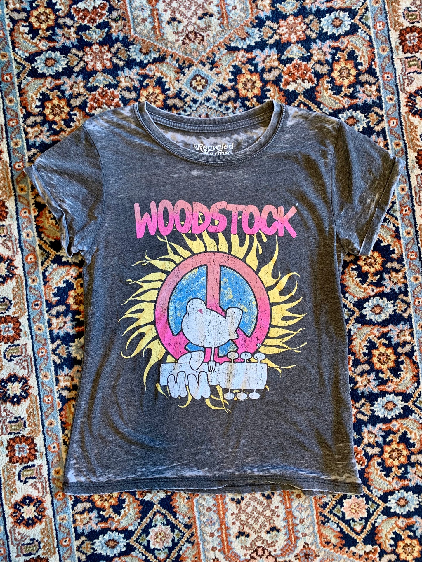 Woodstock NY Distressed Vintage Grey T-Shirt