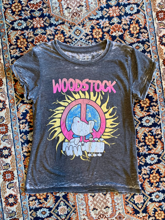 Woodstock NY Distressed Vintage Grey T-Shirt