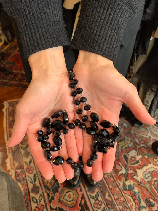 Crystal Ball Necklace in Jet Black