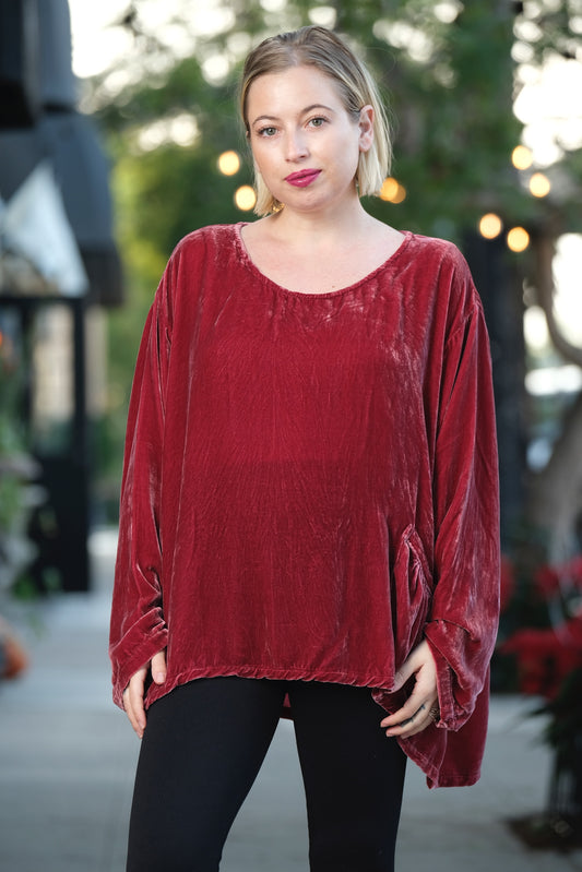 Luxe Velvet Top in Rose