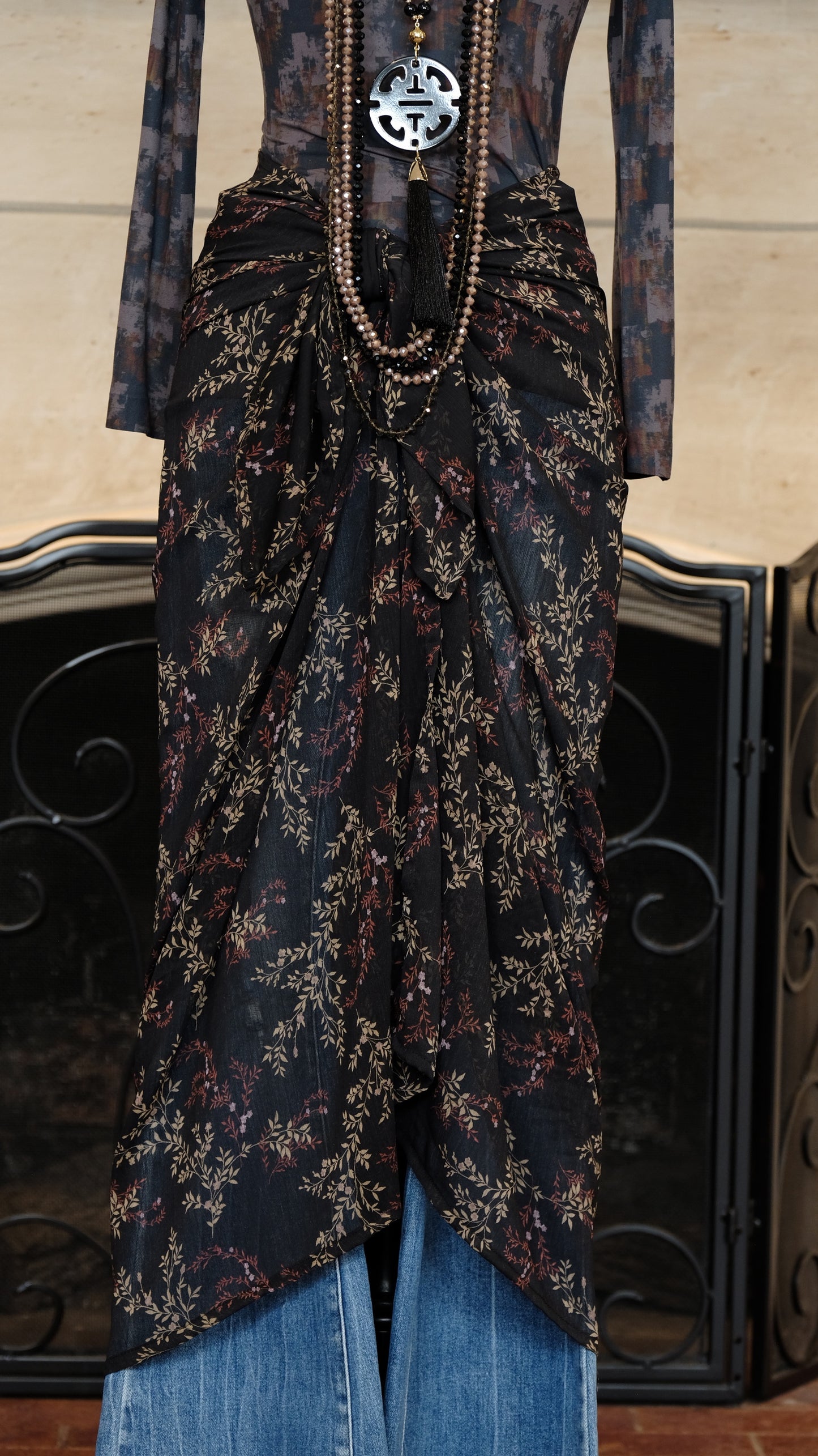 Midnight Burgundy Flower by Sarong Social Club