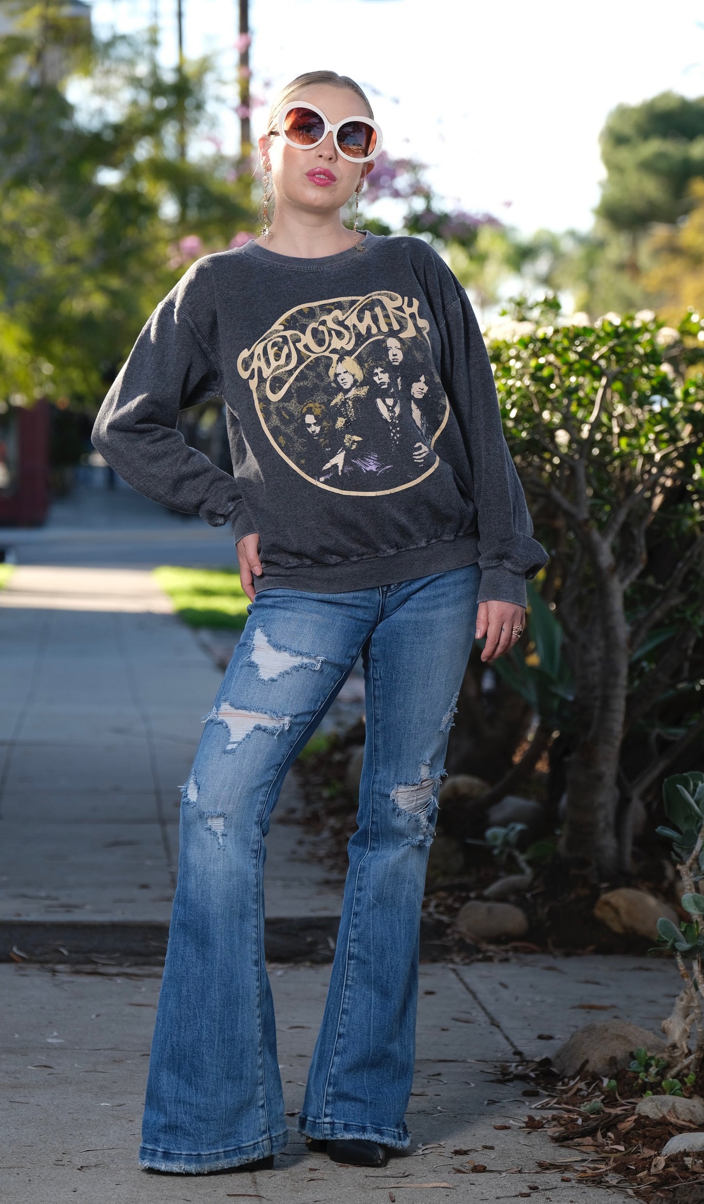 Valerie's Dark Wash Distressed Flare Jean