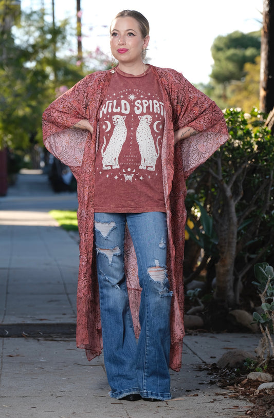 Wild Spirit Leopard T-Shirt in Antique Rose