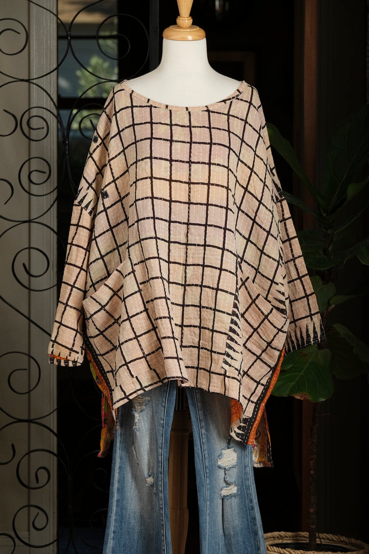 Kantha Dream Pullover in Window Pane