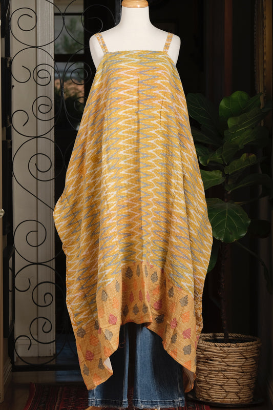 Kantha Maxi Dress in Grey Zigzag