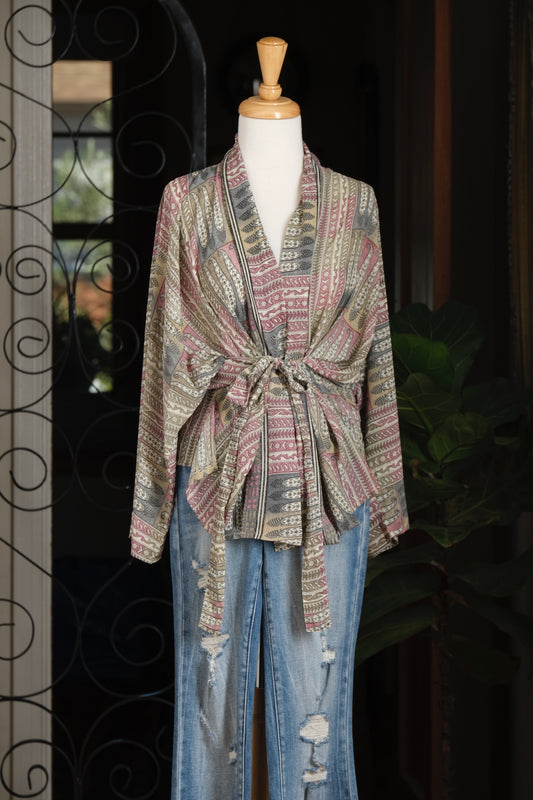 Tie Top in Raspberry Sage