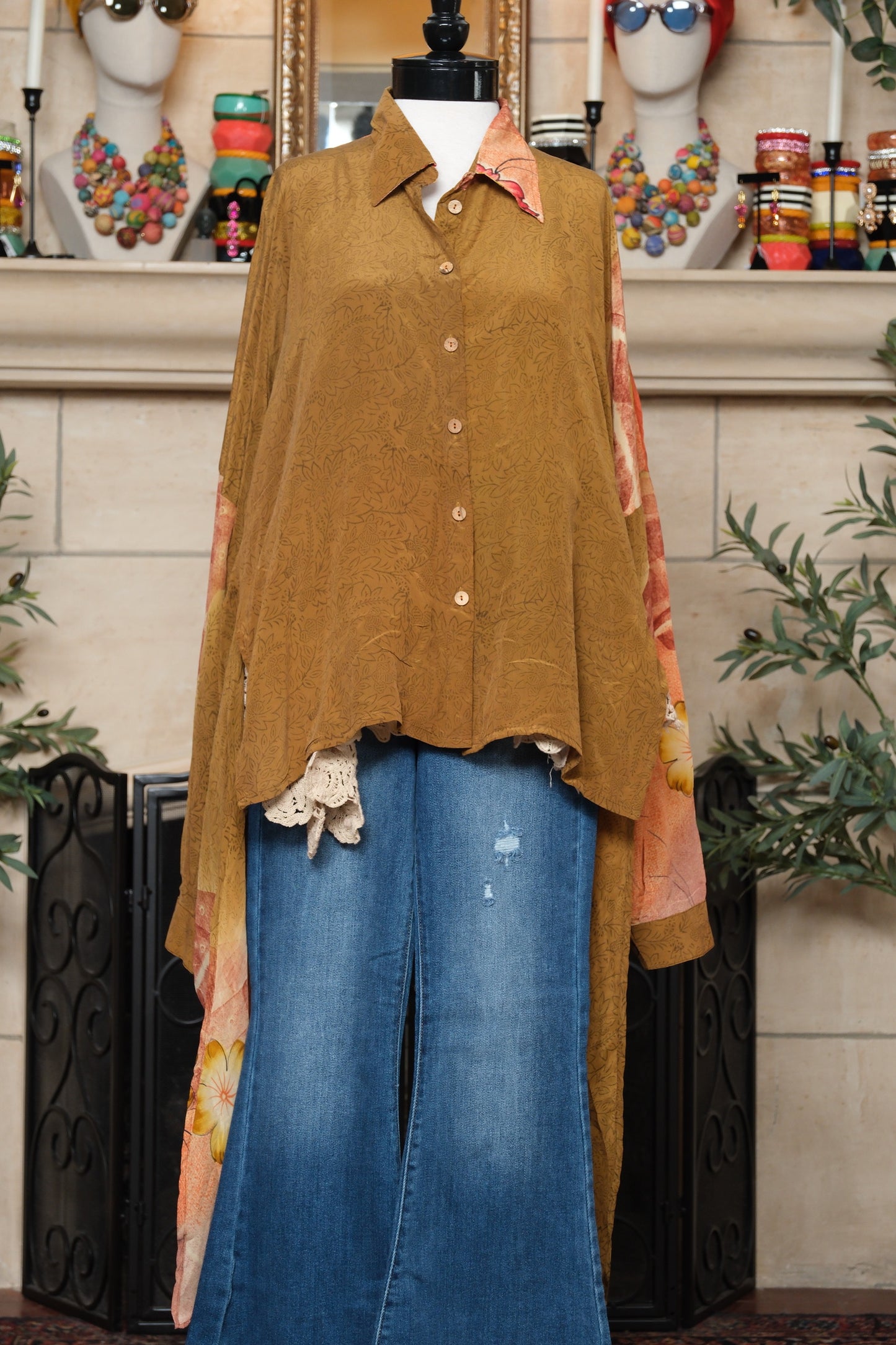 Dylan Silk Shirt in Orange Lotus