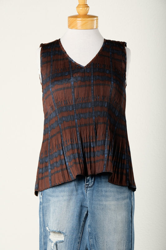 Willa Tank Top in Plum Indigo Plaid