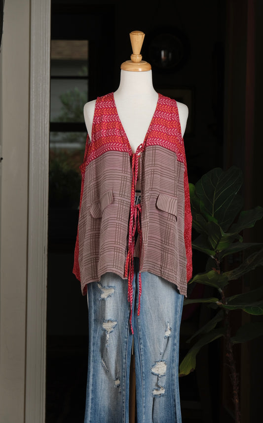 Silky Vest in Sweet Plaid