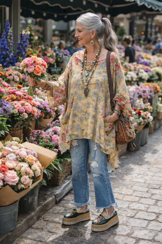 Kantha Dream Pullover in Lemon Leaf