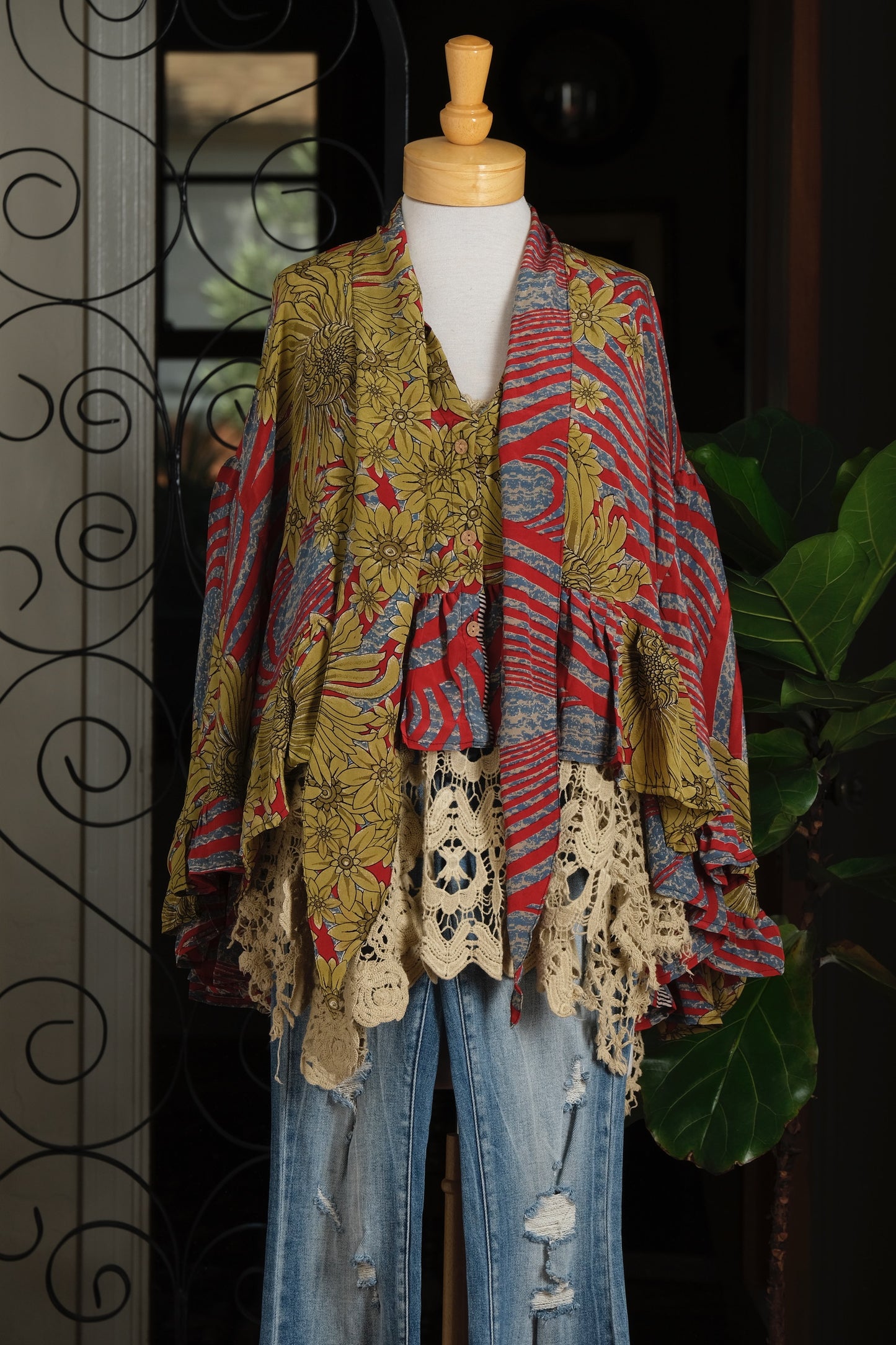 Ruffled Gypsy Top in Chartreuse Flower