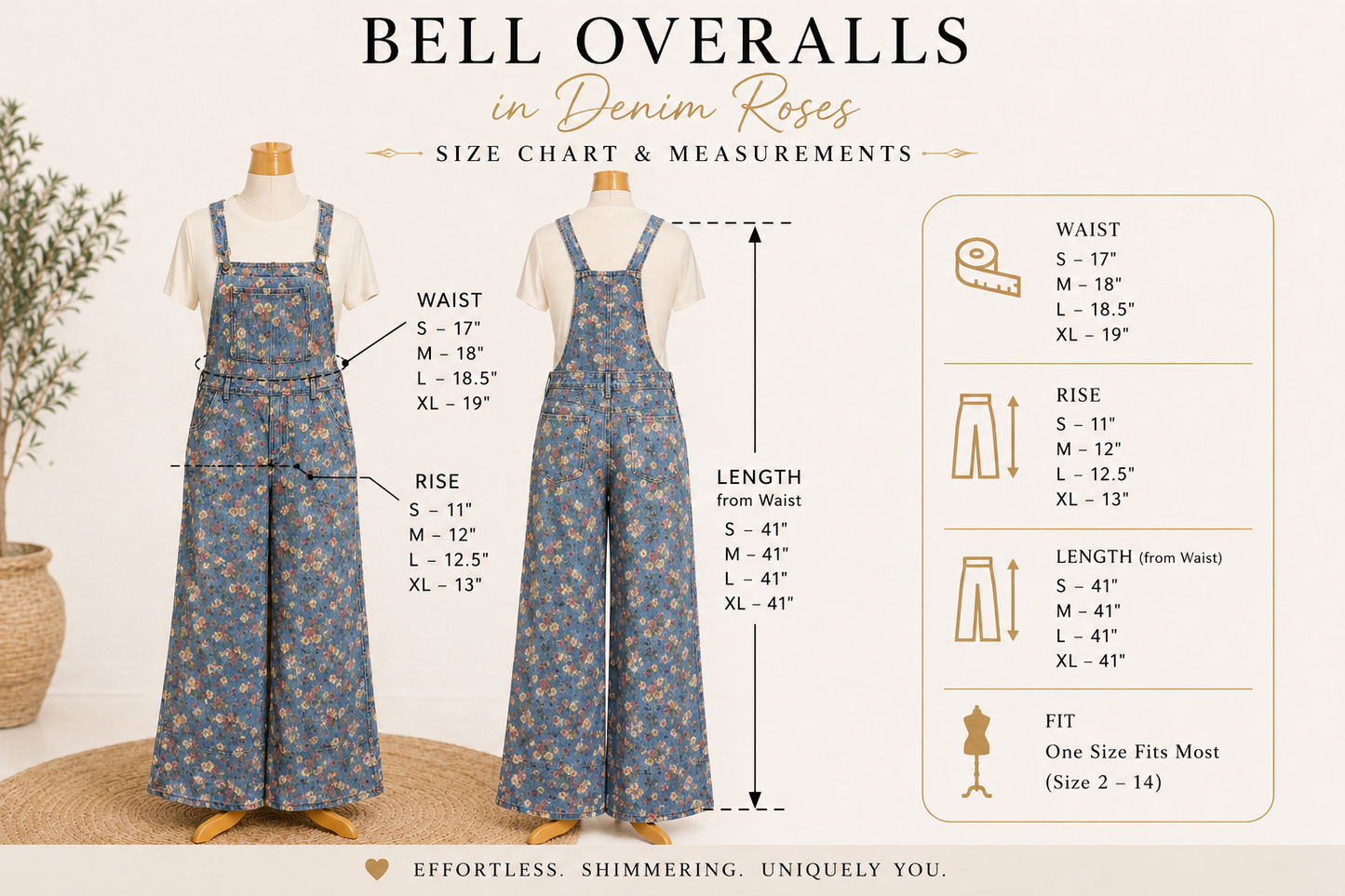 Bell Overalls in Denim Roses