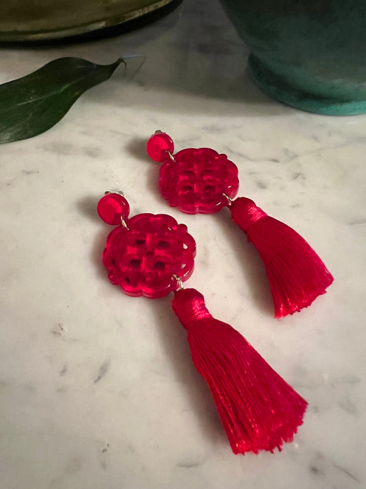 True Red Cherry Blossom Earring