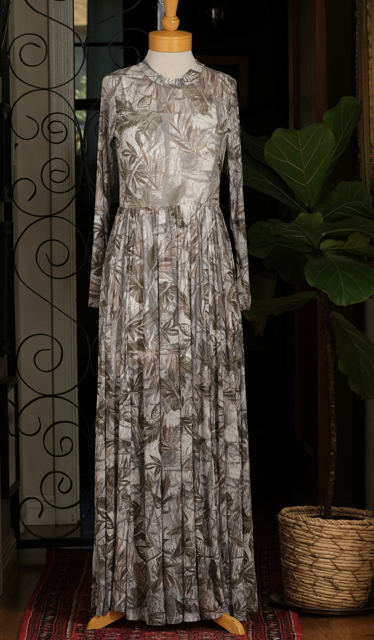 Back Stage Pass Mesh Dress in Shadow Leaf