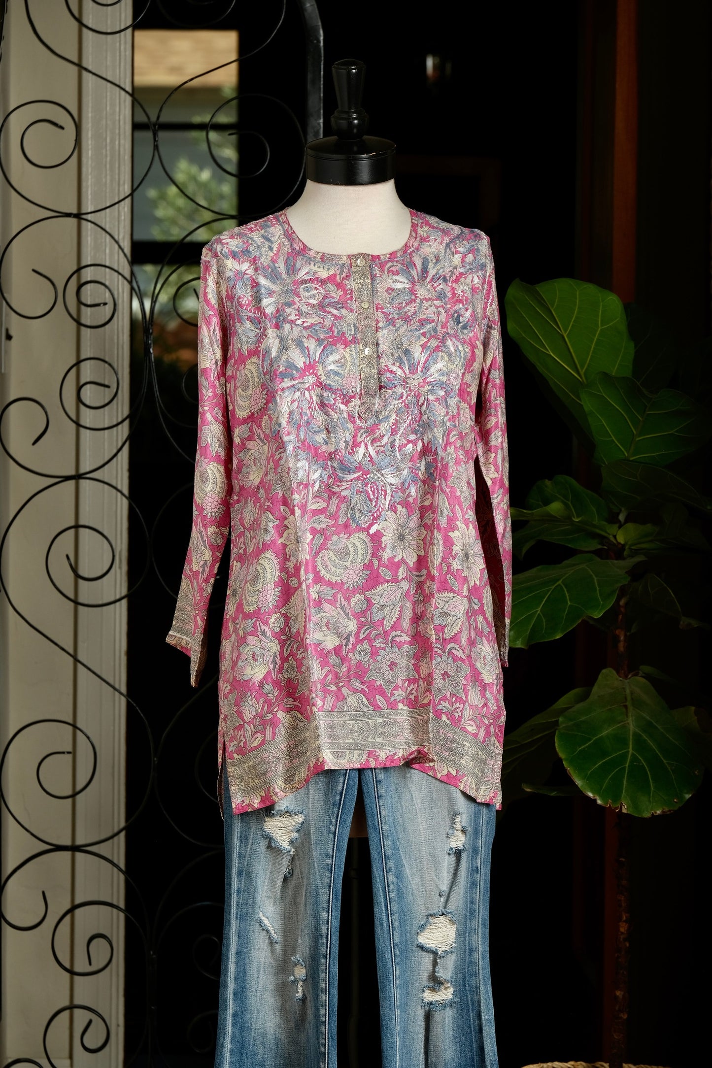 Pink Lotus Silk Tunic