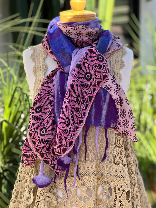 Lotus Scarf in Purple Pinwheel