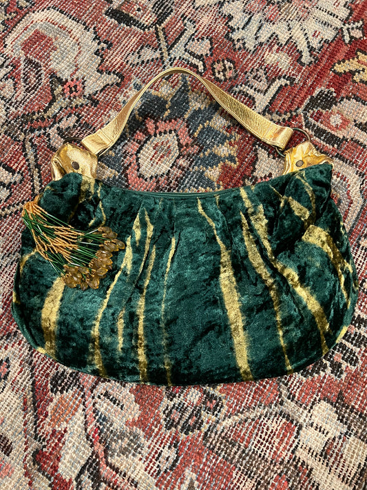 Velvet Boho Bag in Green