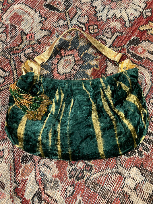 Velvet Boho Bag in Green