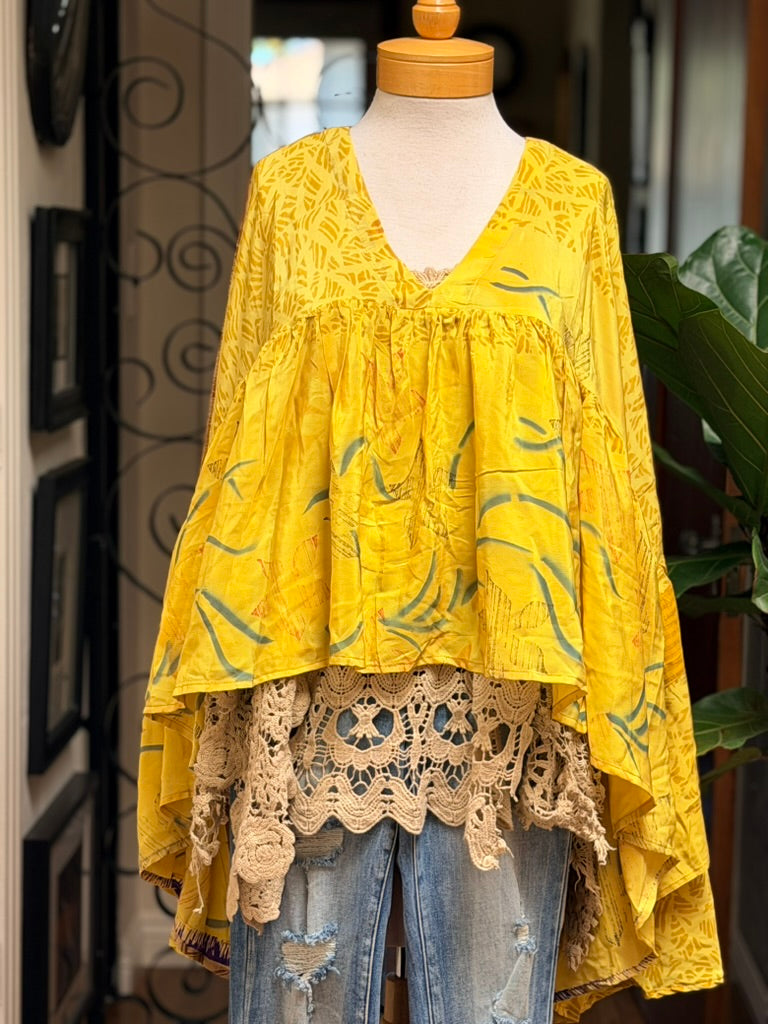 Gold Dust Crop Top in Mellow Yellow Long Sleeve