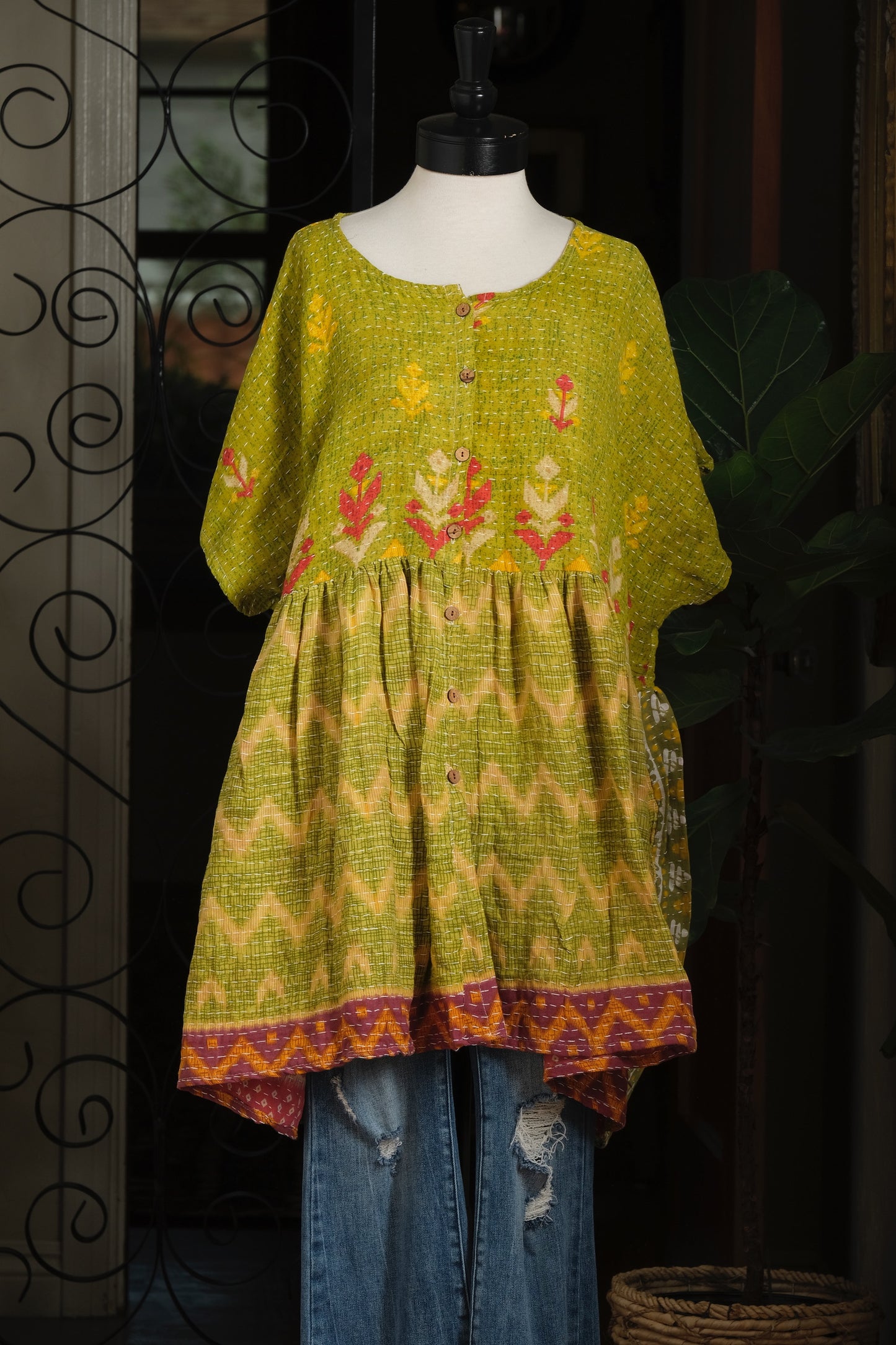 Button Down Mini in Chartreuse
