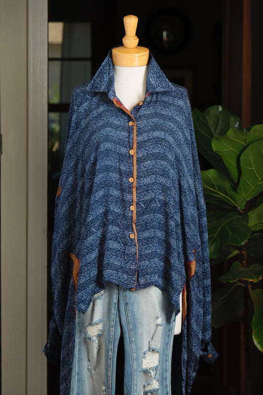 Dylan Silk Shirt in Blue Spirit – Chateau Bel Age Boutique
