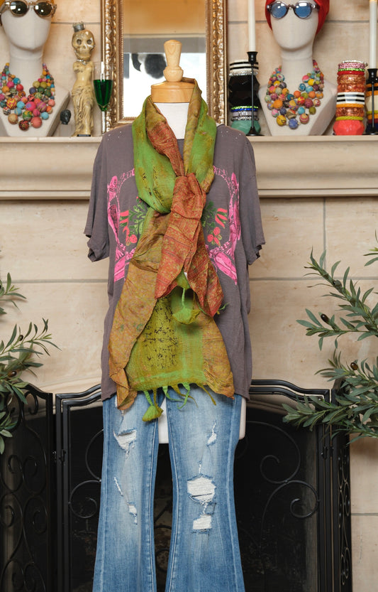 Lotus Scarf in Rusted Green